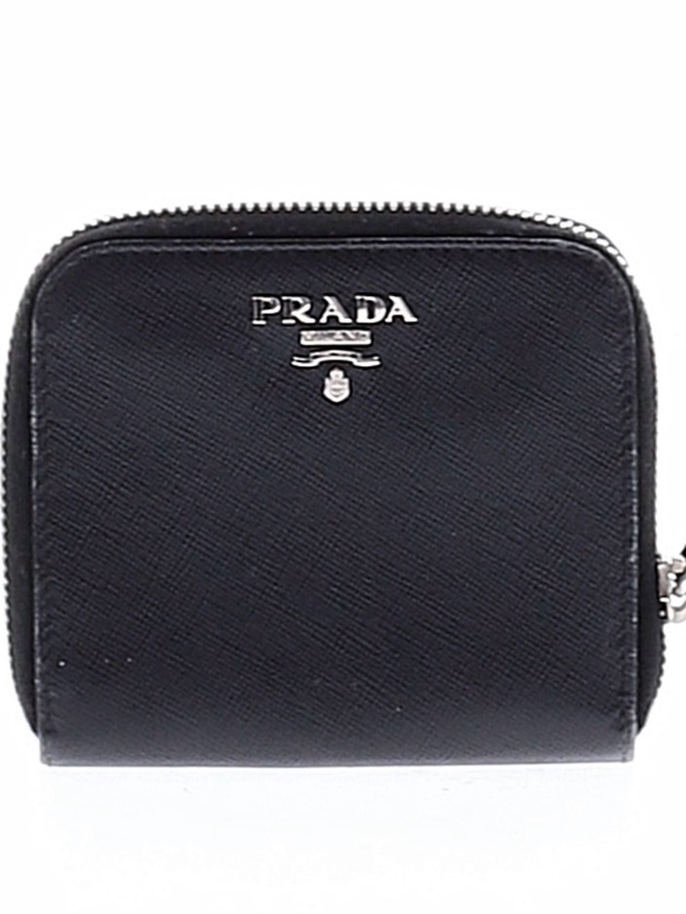 Saffiano Vernice Compact Zip Around Wallet Black
